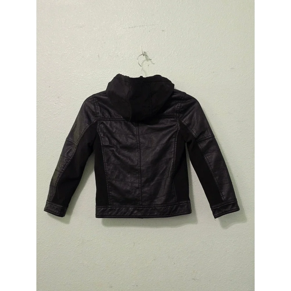 Moto Biker Rock & Roll Punk Goth Grunge Y2K Hood Zip Boys Faux Leather Jacket 7